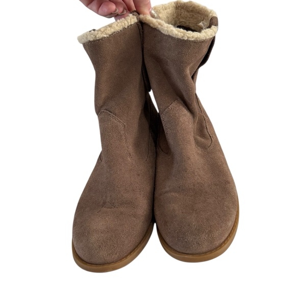 Sole Society 7.5 Brown Suede Faux Fur Lined Ankle Boots Cow Suede Cozy Winter - Picture 8 of 10
